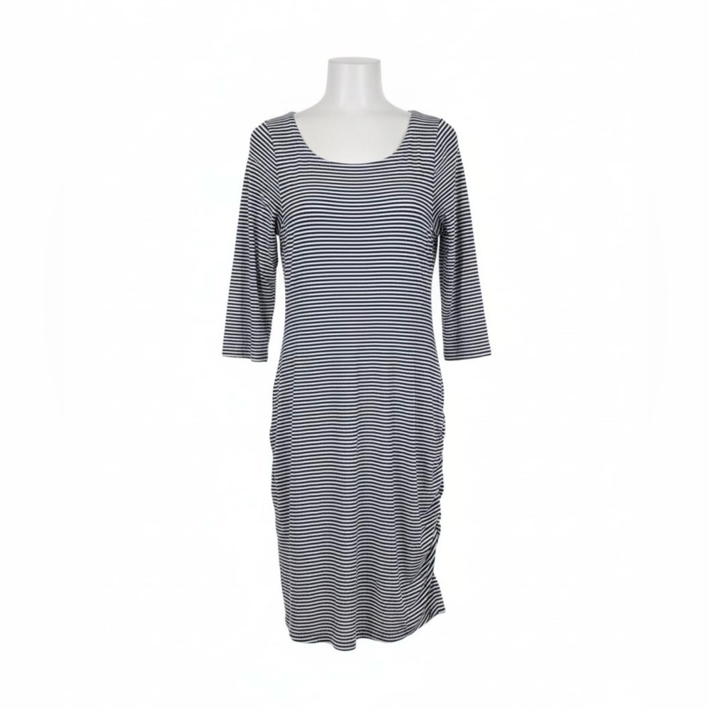 Banana Republic Stripe Side Rouched Dress White Navy Preppy Academia Medium
